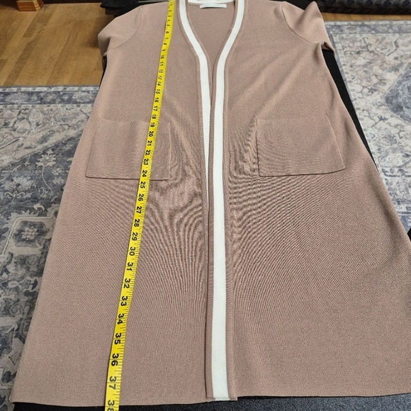 Tahari Open Front Long Sleeve Longline Colorblock Career Cardigan - Size M - Picture 10 of 13